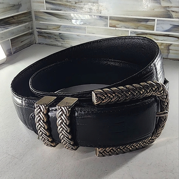 Vintage Black Leather Belt - Picture 5 of 6